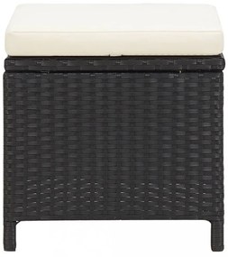 4 db fekete polyrattan kerti ülőke párnákkal