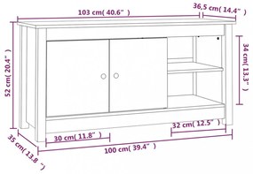 tömör fenyőfa TV-szekrény 103 x 36,5 x 52 cm
