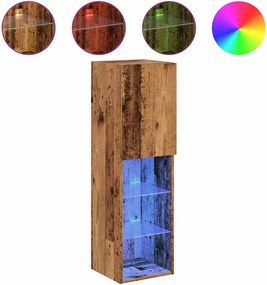 vidaXL 2 db antik fa színű TV-szekrény LED-lámpákkal 30,5x30x102 cm