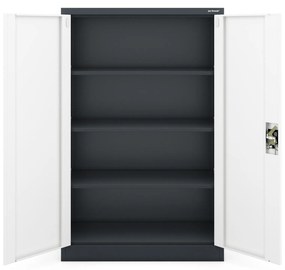 Fém iratszekrény KEVIN, 900 x 1400 x 400 mm, antracit-fehér