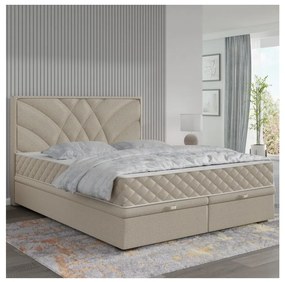 GINA kĂĄrpitozott ĂĄgy matracokkal Ă©s tĂĄrolĂłrekesszel, 180x200 cm, bĂ©zs