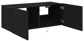 LED világítással ellátott TV faliszekrény Fekete tölgy 80x35x31 cm