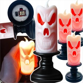 Elektromos LĂĄmpa Halloween DekorĂĄciĂł Gyertya 13CM Szellem Led Gyertya 3db