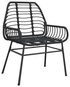 9 részes fekete polyrattan üveg kerti étkezőgarnitúra