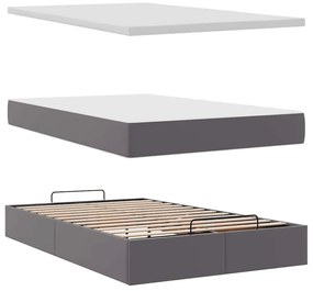 Ottomán ágykeret matraccal Szürke 120x190 cm műbőr 120x190 cm