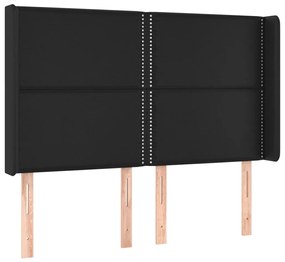 fekete műbőr LED-es fejtámla 147x16x118/128 cm