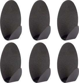 Öntapadós Akasztó 6 Db Fekete Ovális Acél Fürdőszobái Akasztó Szilárd