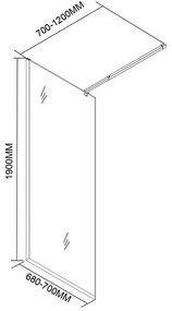 River walk in zuhanyfal 70x190 cm fekete