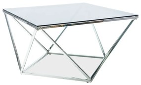 Dohányzóasztal Silver A III 80 x 80 cm, átlátszó / ezüst