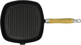 vidaXL öntöttvas grillserpenyő fa nyéllel 20 x 20 cm