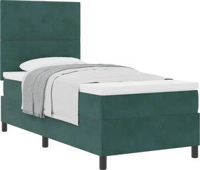 vidaXL Boxrugós ágy matracmal fejtámlával Sötétzöld 80 x 200 cm szövet