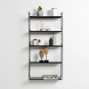 Libro háromszintes fekete polc, hossz 70 cm - Metaltex