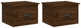 2db barna tölgyszínű falra szerelhető éjjeliszekrény 41,5x36x28