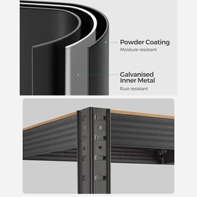 Nagy teherbírású tárolópolc, polc, rusztikus barna és fekete