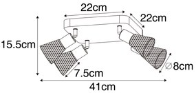 Ipari reflektor fekete fával 4 lámpás - Kristina