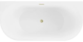 Mexen Oval, szabadon álló fali kád 170 x 80 cm, fehér-fekete, arany matt túlfolyó, 52671708075-55