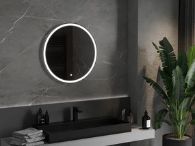 Mexen Gobi megvilágított fürdőszobai tükör, kerek 70 cm, LED 6000K, páramentes - 9801-070-070-611-00
