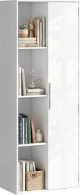 HOMCOM 7 polcos könyvespolc ajtóval, 4 nyitott polccal és állítható polcokkal — modern, szabadon álló polc 60 x 35 x 160 cm — fehér | Aosom