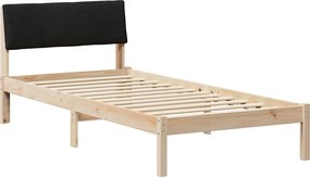 vidaXL Ágykeret fejtámlával Barna és fekete 100 x 200 cm Tömör fenyőfa