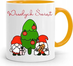 Sárga Karácsonyi Bögre Mikulásra, fényképes nyomtatással