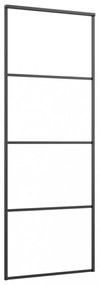 fekete matt ESG üveg és alumínium tolóajtó 76 x 205 cm
