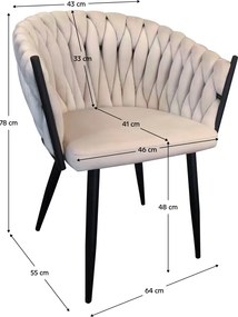 Étkezőszék, világosbézs Velvet szövet/fekete, BLER