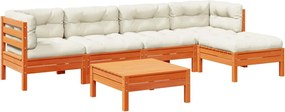 vidaXL 6 részes viaszbarna tömör fenyőfa kerti ülőgarnitúra párnákkal