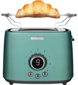 Sencor - Kétnyílásos kenyérpirító melegítőrácssal, 1000W/230V, mentazöld