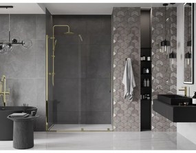 Mexen Velar, nyitható tolóajtó 160x200 cm, 8mm átlátszó üveg, arany fényes, 871-160-000-01-50