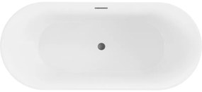 Mexen Flavia, szabadon álló kád 160 x 75 cm, fehér-fekete, grafit túlfolyó, 54031608075-66