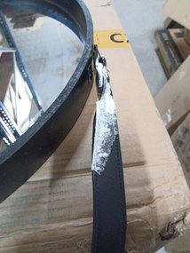 AKCIÓ Fekete kerek tükör bőr fogantyúval NAHAD Ø50 cm II. osztályú