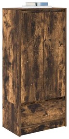 füstös tölgy színű szerelt fa szekrény fiókkal 55,5x34x119,5 cm