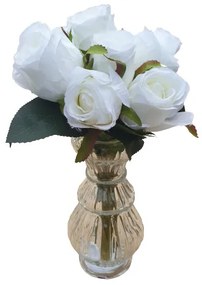 Pomáz mű fehér rózsa csokor 12 szálas kötegelt élethű