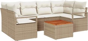 vidaXL Kerti Kanapé Szett tárolóval 7 pcs Beige és krém polirattan