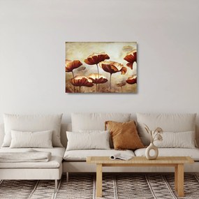 Piros virágok képe (üvegen) (70x50 cm)