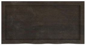sötétbarna kezelt tömör tölgyfa fali polc 80x40x(2-4) cm