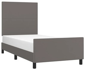 szürke műbőr ágykeret fejtámlával 80 x 200 cm