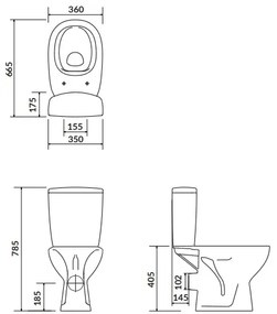 Cersanit ARTECO - WC kombi + antibakteriális ülőke lassan záródó funkcióval, vízszintes hulladék, K667-052