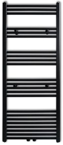 vidaXL Fekete fürdőszobai törölközőszárító radiátor központi fűtéssel egyenes 600 x 1424 mm
