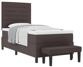 Box Spring Ágy Matraccal és Pad Dark Brown 90x200 cm Szövet