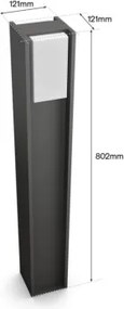 Philips - LED fényerőszabályozható kültéri lámpa Hue TURACO 1xE27/8,1W/230V 80 cm IP44