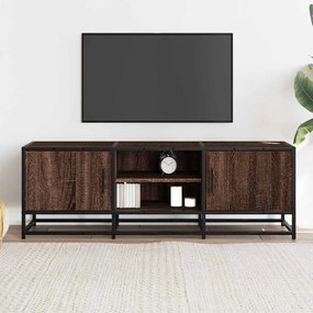 barna tölgy színű szerelt fa és fém TV-szekrény 120x35x41 cm