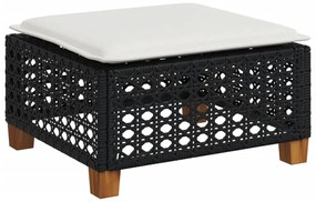 Fekete polyrattan kerti szék párnával 63,5 x 56 x 32 cm
