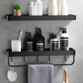 Zuhanypolc Fúrás Nélkül matt fekete 2db