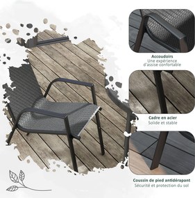 Outsunny 4 Darabos Tölthető Kerti Szék Készlet, Kültéri Karosszégek Karfával és Szürke Rattan Hatású Fonattal | Aosom