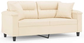 2 személyes bézs mikroszálas szövetkanapé párnákkal 140 cm