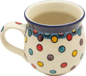 Cseh bögre 330 ml Művészi kerámia Bolesławiec U5028 színes Pöttyök
