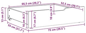 2 db fehér tömör fenyőfa ágy alatti fiók 75 x 55 x 16 cm