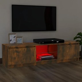 füstölt tölgy színű TV-szekrény LED lámpákkal 120x30x35,5 cm