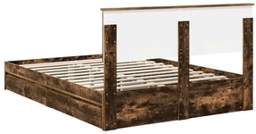 vidaXL Tárolós Ágy fejtámlával Füstölt tölgy 140 x 200 cm Faanyag